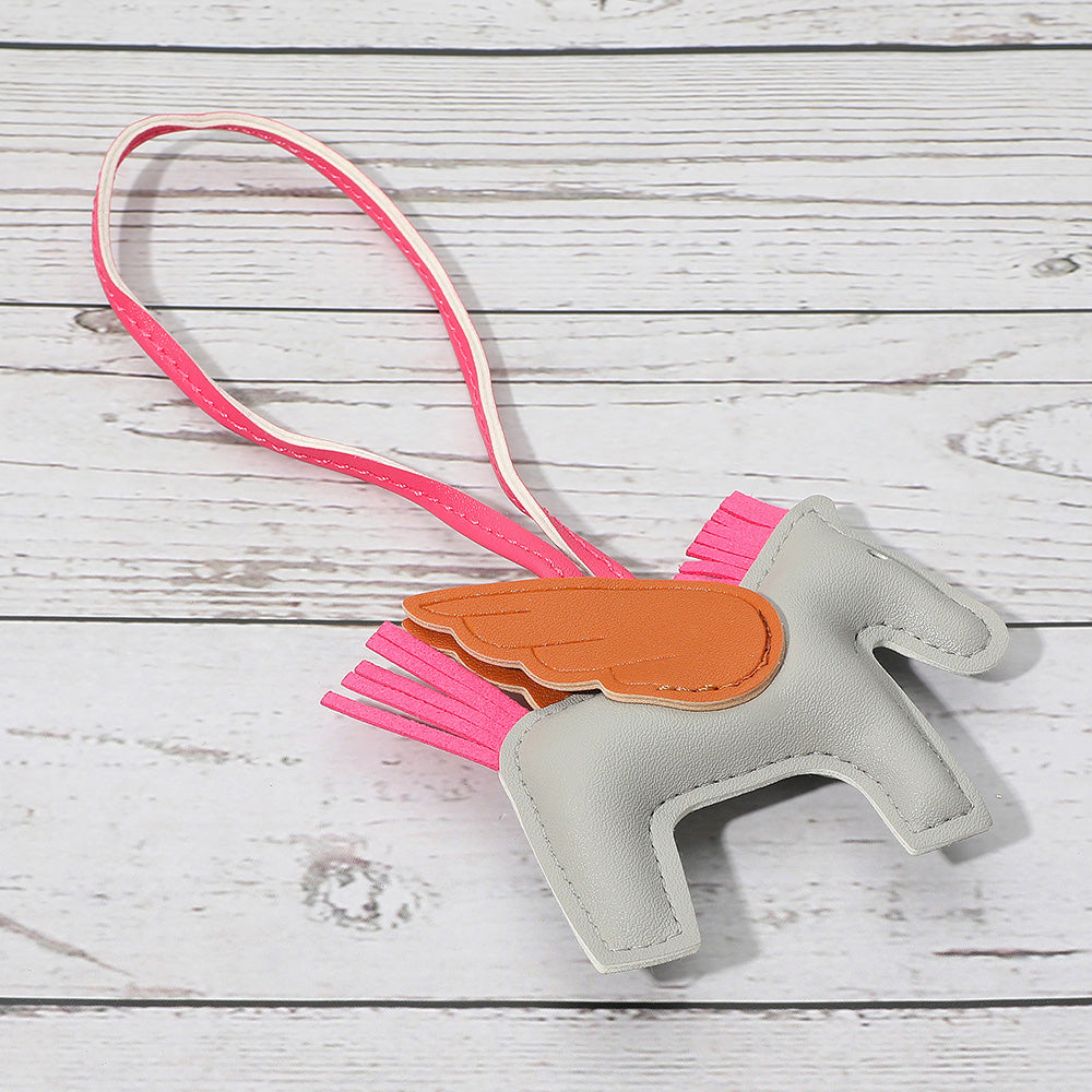 Faux Leather Winged Horse Bag Charm