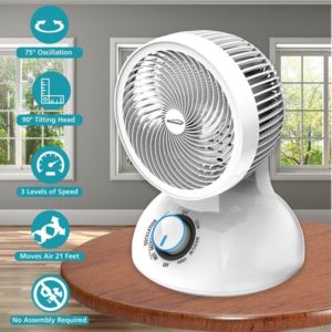 Brentwood F-650MW 6 Inch 3 Speed Oscillating Air Circulator Desktop Fan - (White)