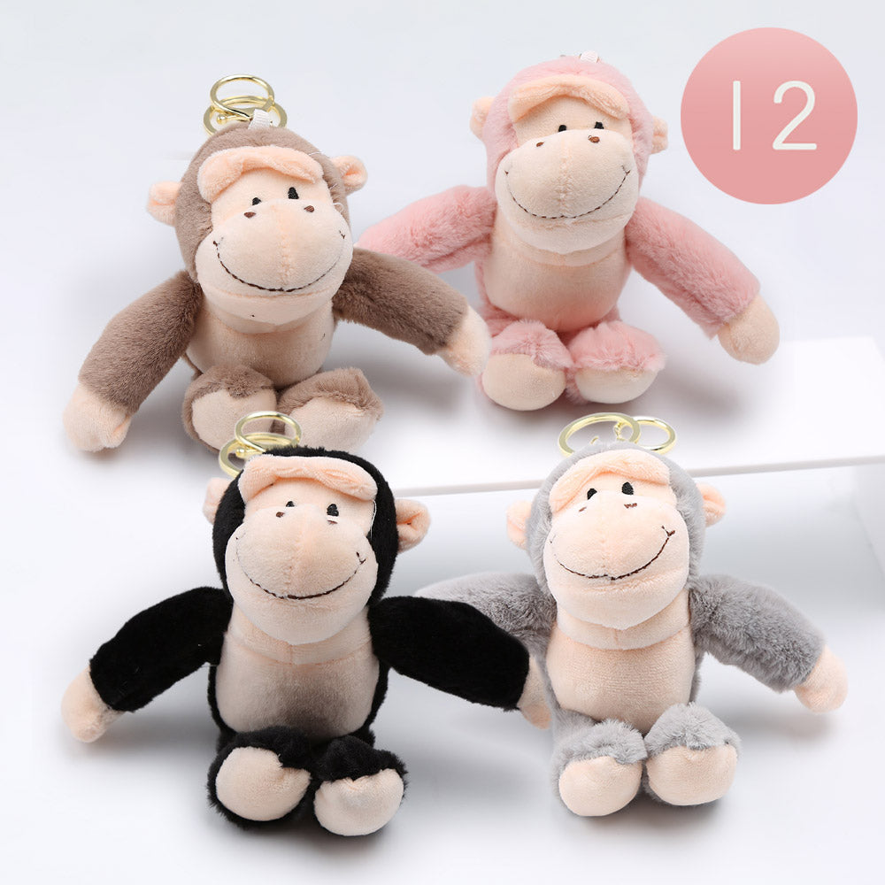12PCS - Plush Monkey Keychains / Bag Charms