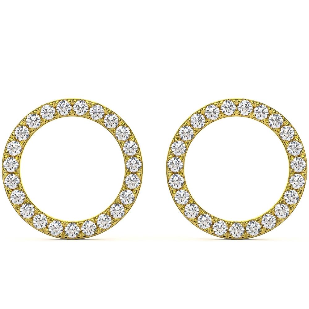 1/4Ct Circle Diamond Earrings in White, Yellow, or Rose Gold Lab Grown