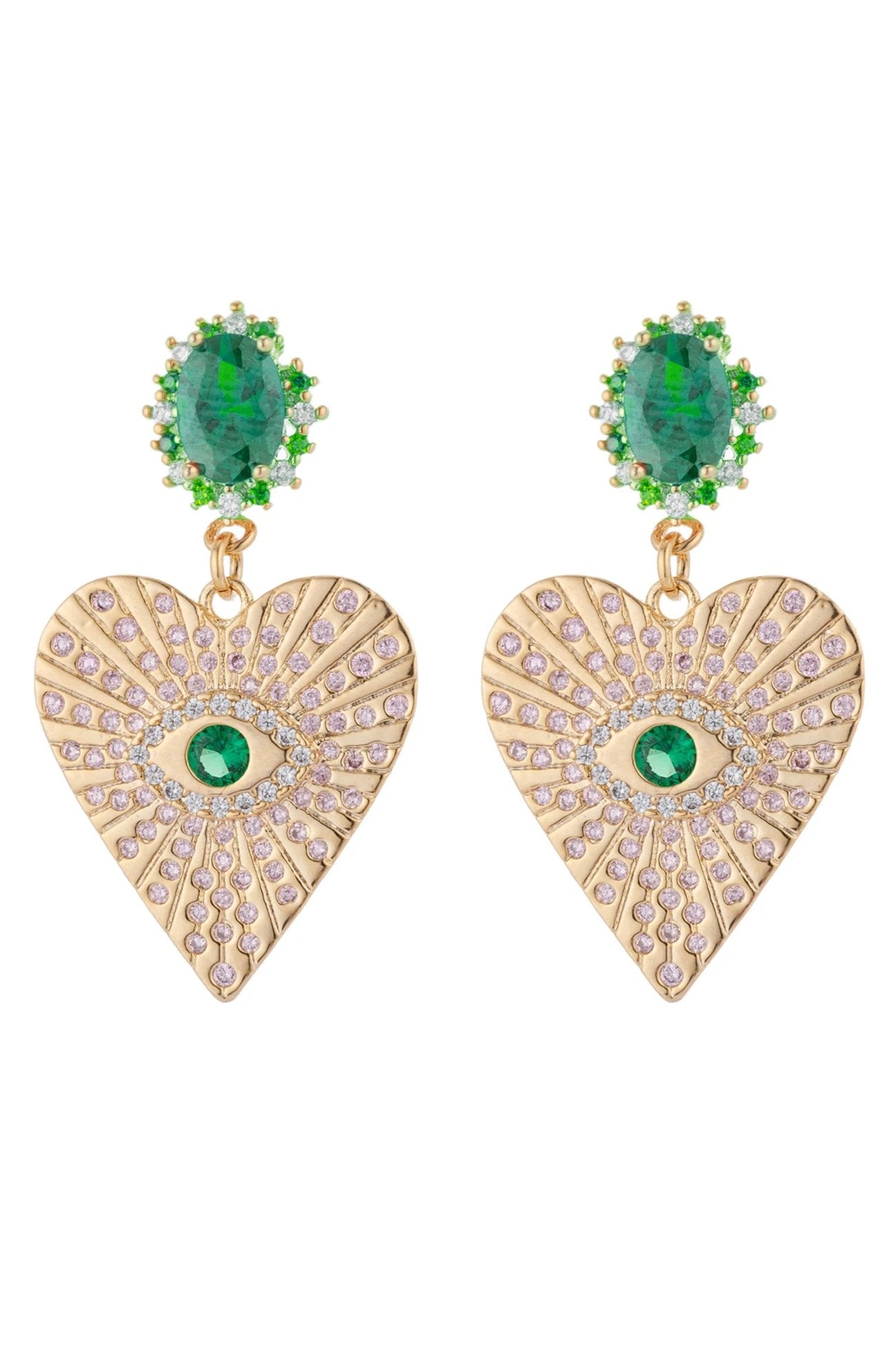Corazón Statement Earrings - Green