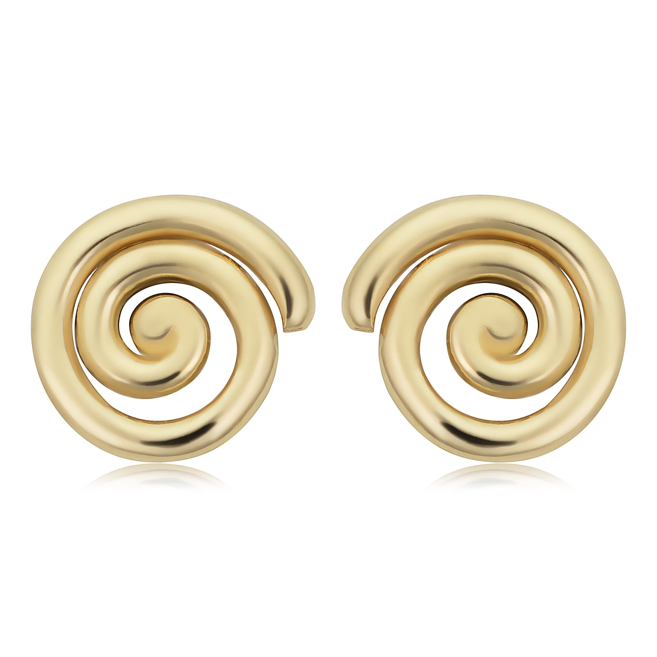 14k Yellow Gold Swirl Stud Earrings