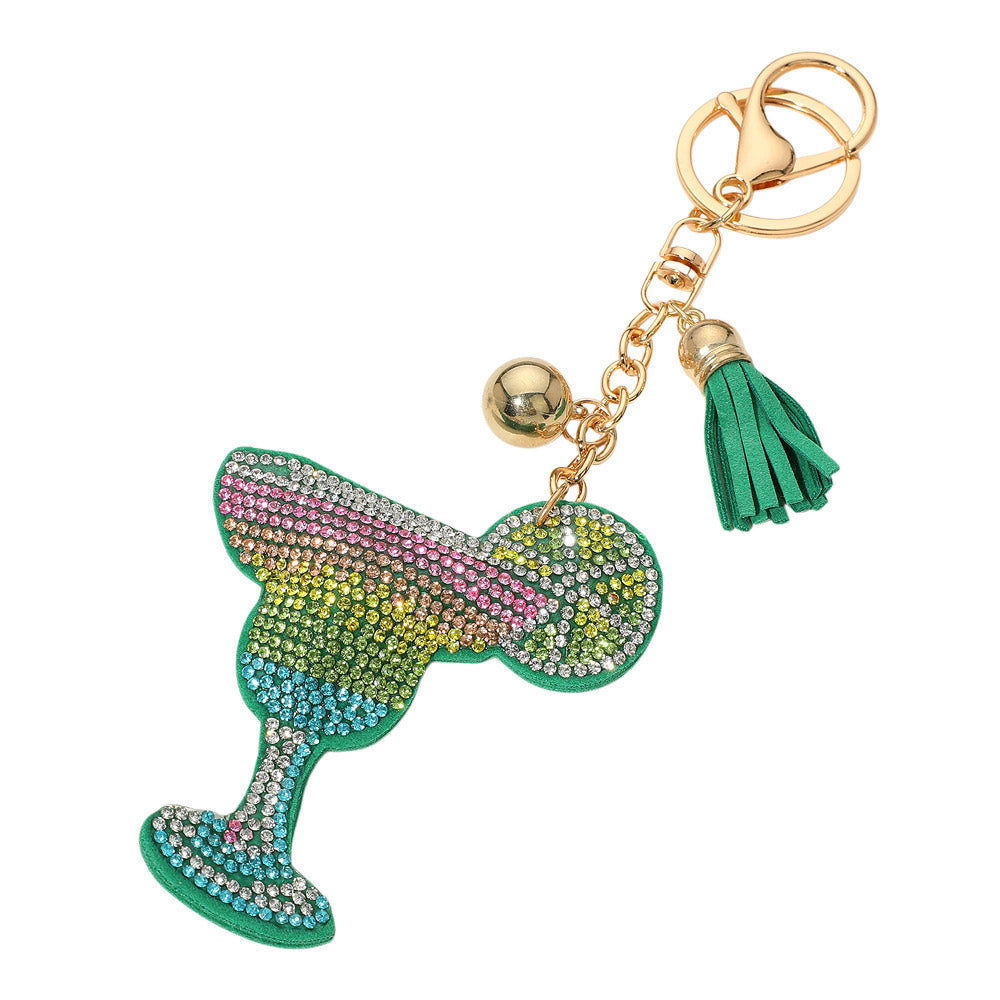 Bling Studded Margarita Glass Keychain / Bag Charm