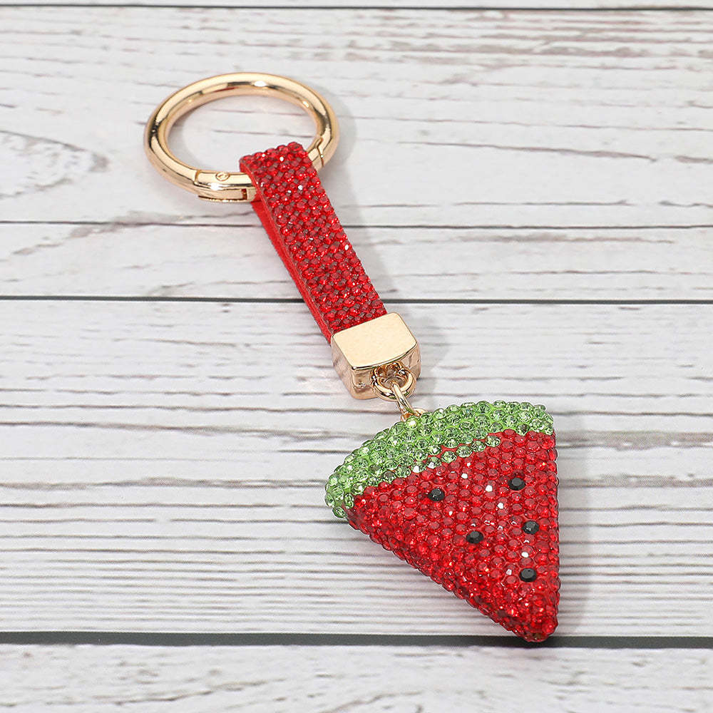 Bling Studded Watermelon Slice Keychain / Bag Charm