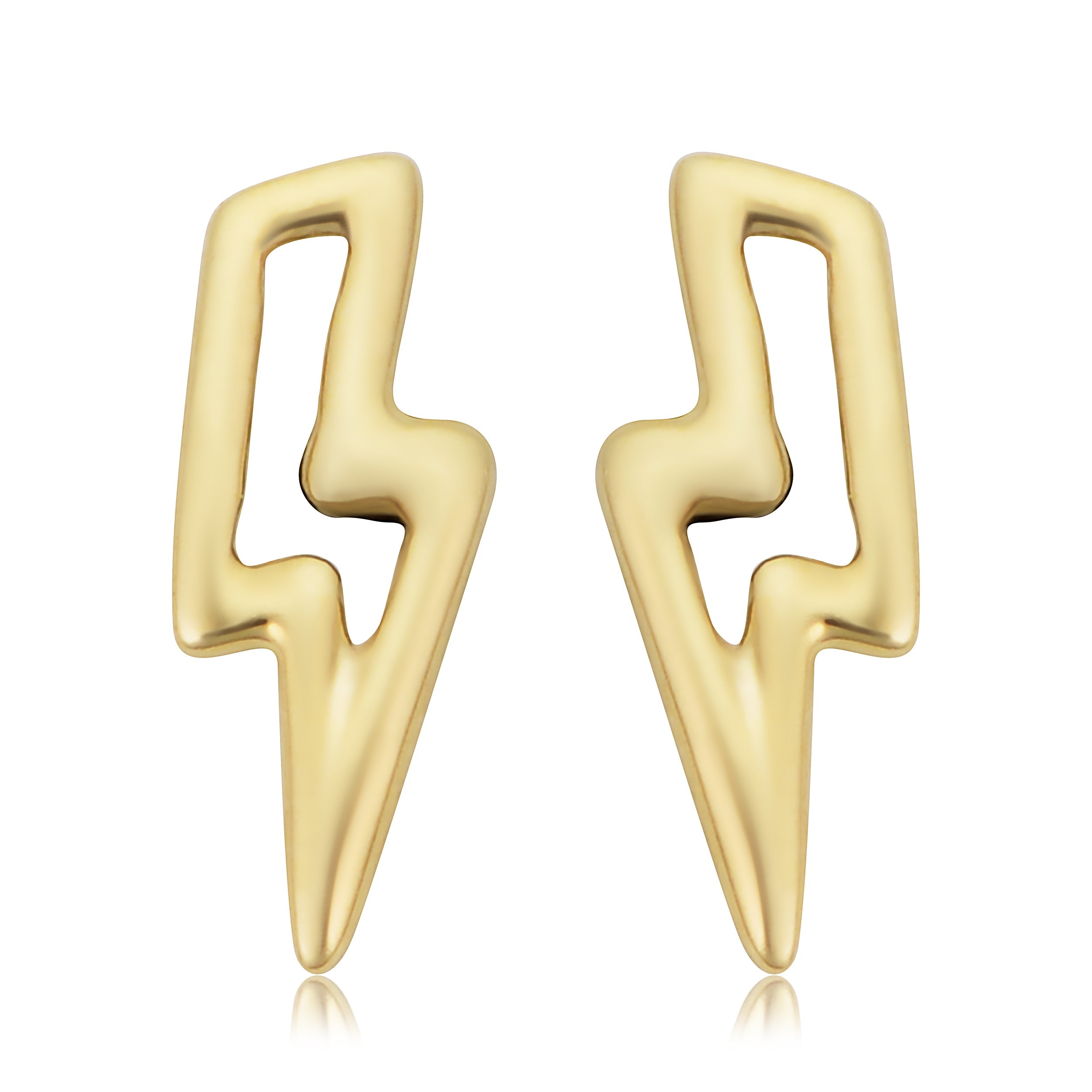 14k Yellow Gold Lightning Bolt Stud Earrings