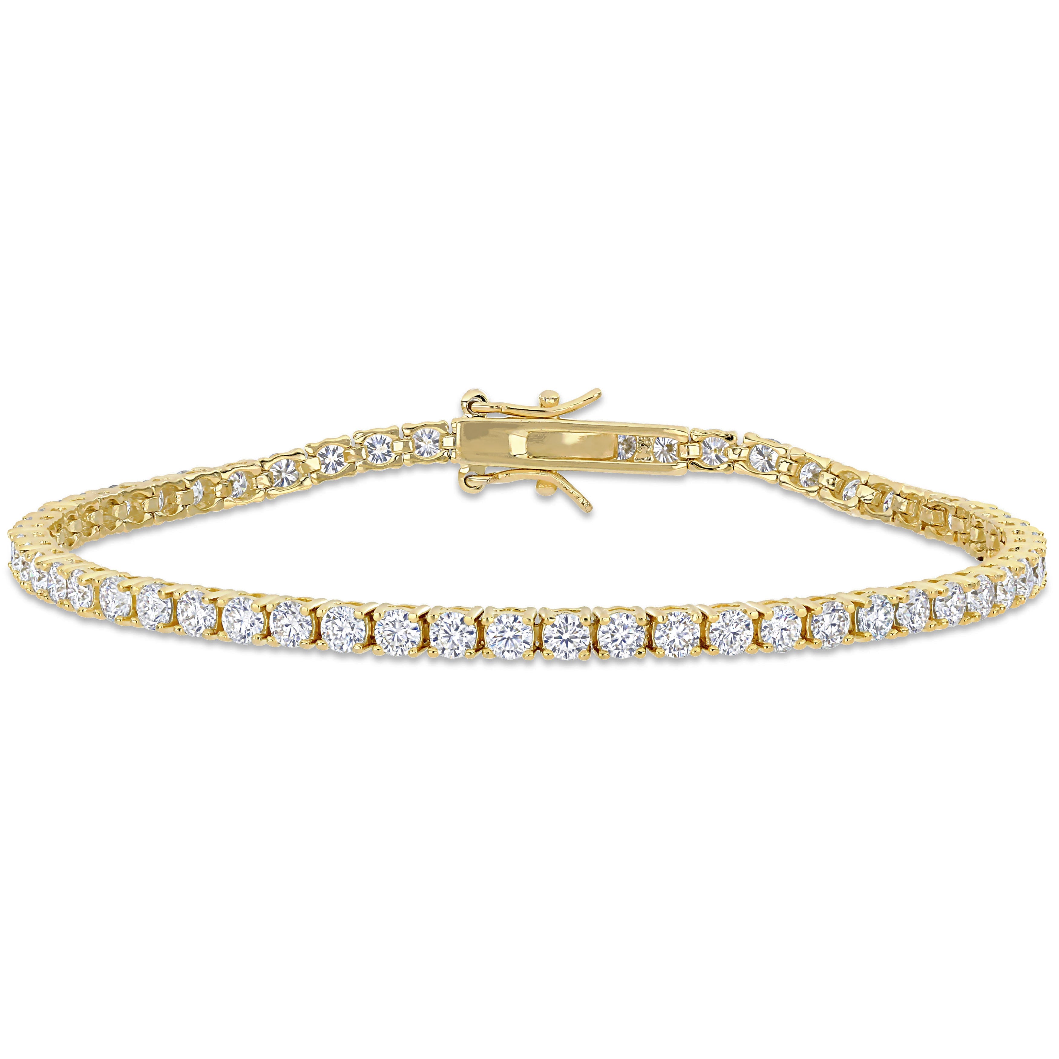 5 1/10 CT DEW Created Moissanite Tennis Bracelet in Yellow Gold Plated Sterling Silver
