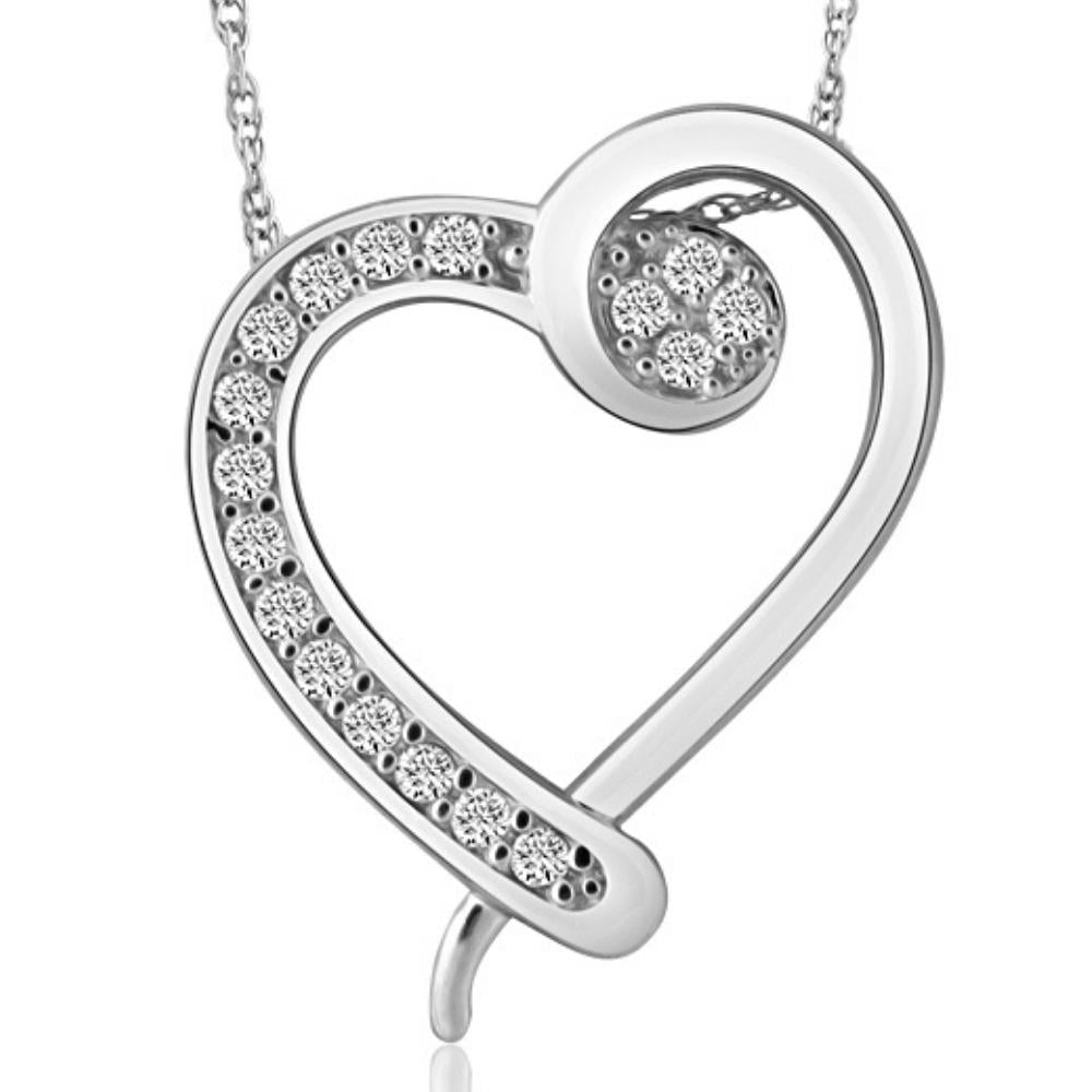 1/4Ct Diamond Heart Pendant Necklace in 10k White, Yellow, or Rose Gold
