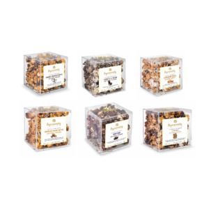 6PK.4X4.1-US Popinsanity 6pk Popcorn in 4x4x4 Acrylic Gift Box - 6 Flavors