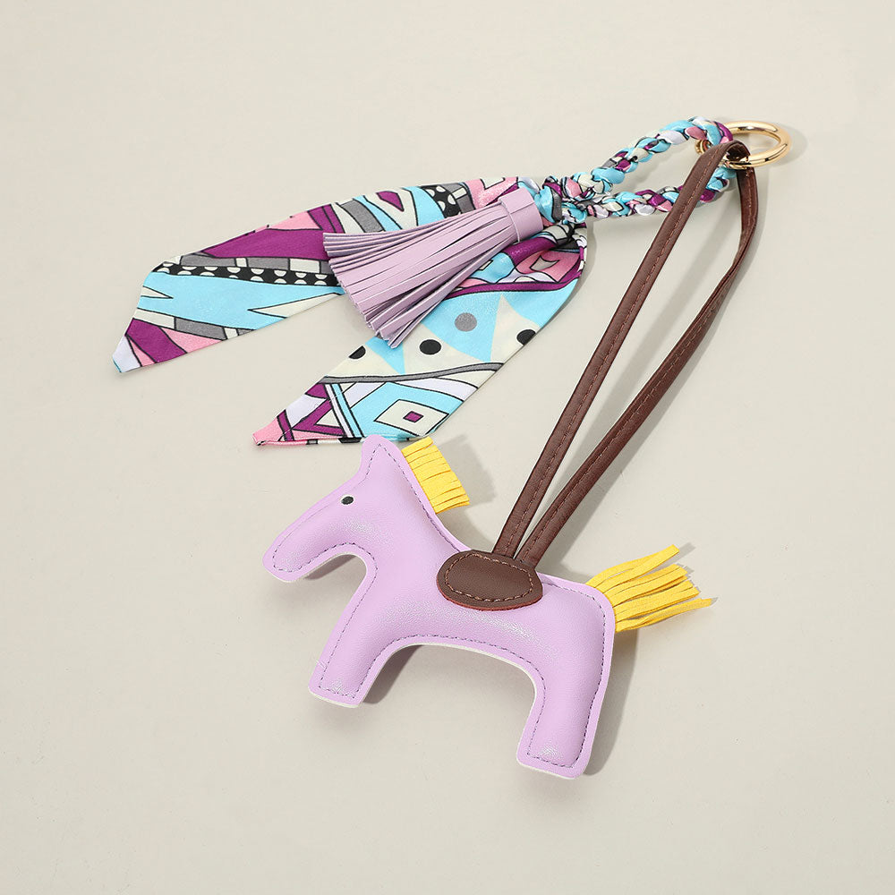 Faux Leather Horse Tassel Scarf Keychain / Bag Charm