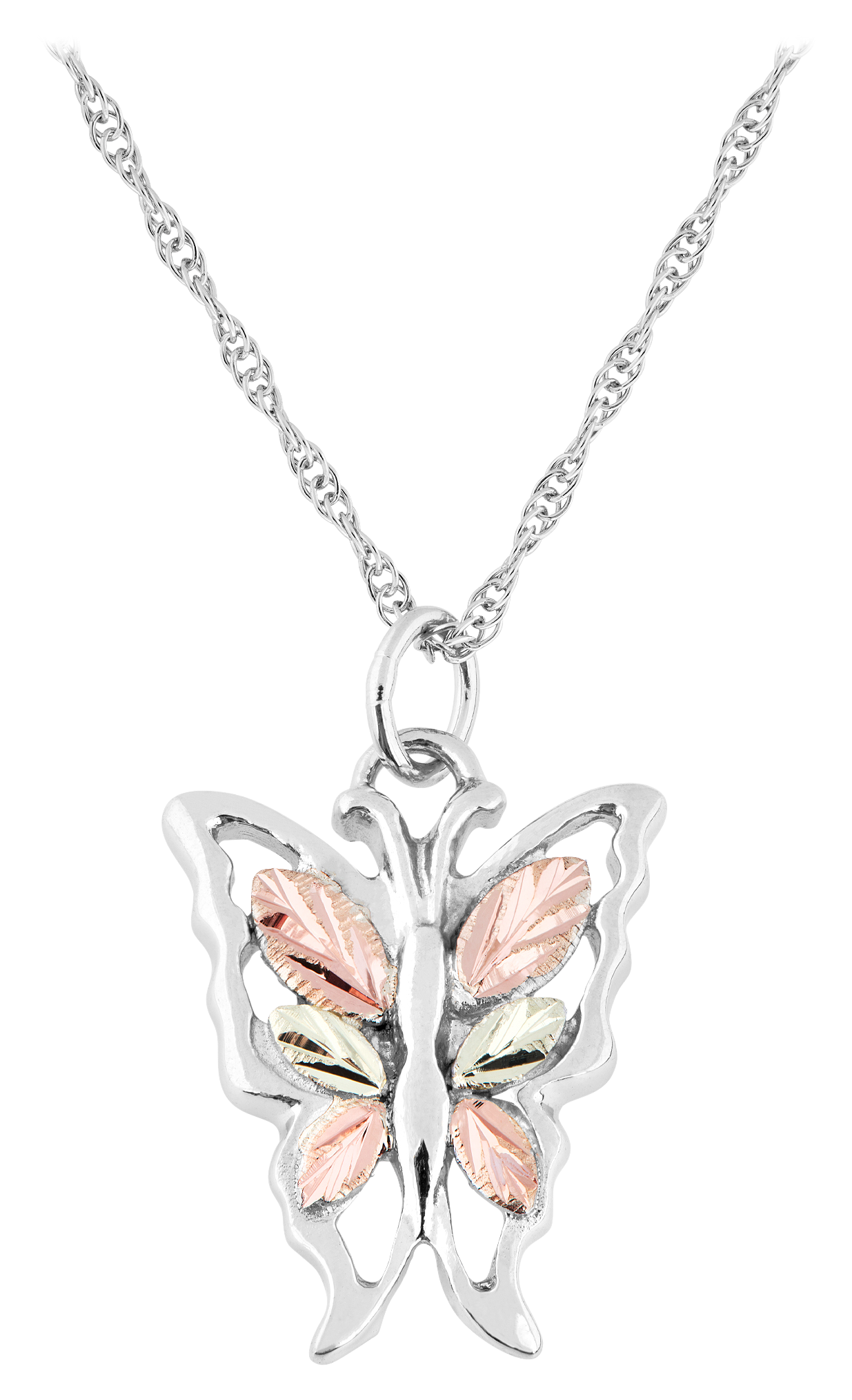 Black Hills Gold Butterfly Gold with Sterling Silver Necklace
