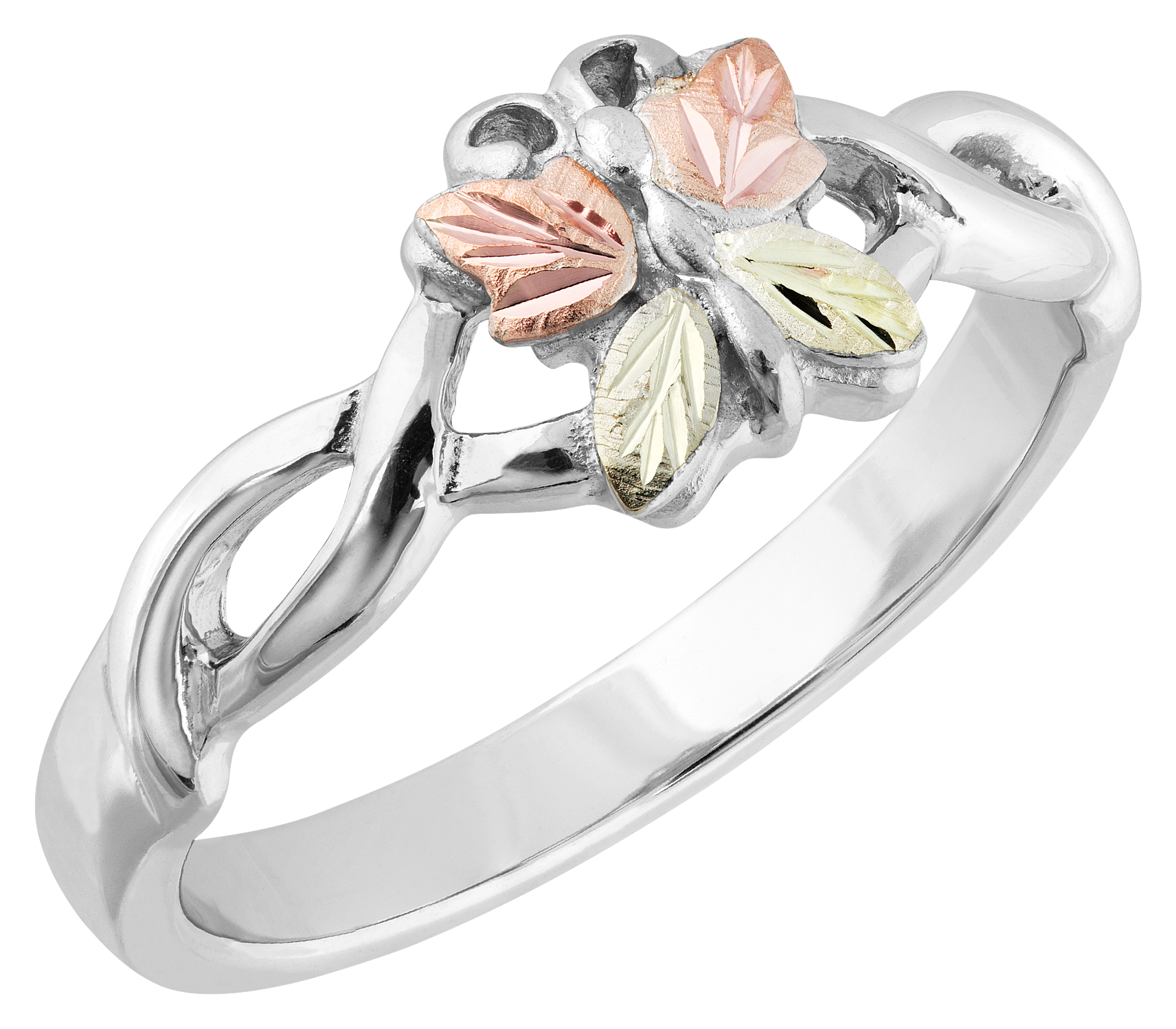 Black Hills Gold on Sterling Silver Butterfly Ring for Ladies