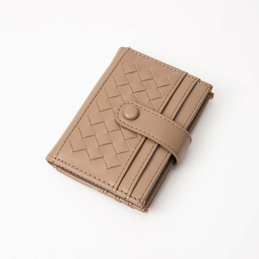 Faux Leather Classic Woven Card Holder Wallet