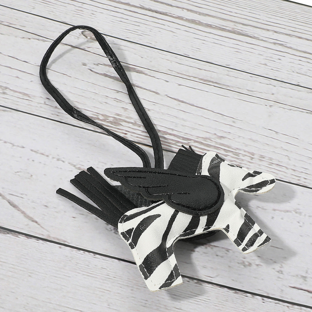 Faux Leather Winged Horse Bag Charm