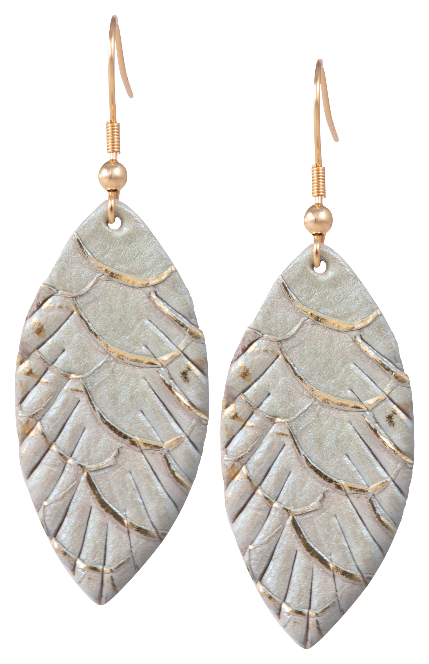 Amanda Blu Tear-Shaped Seaglass/Gold Leather Earrings