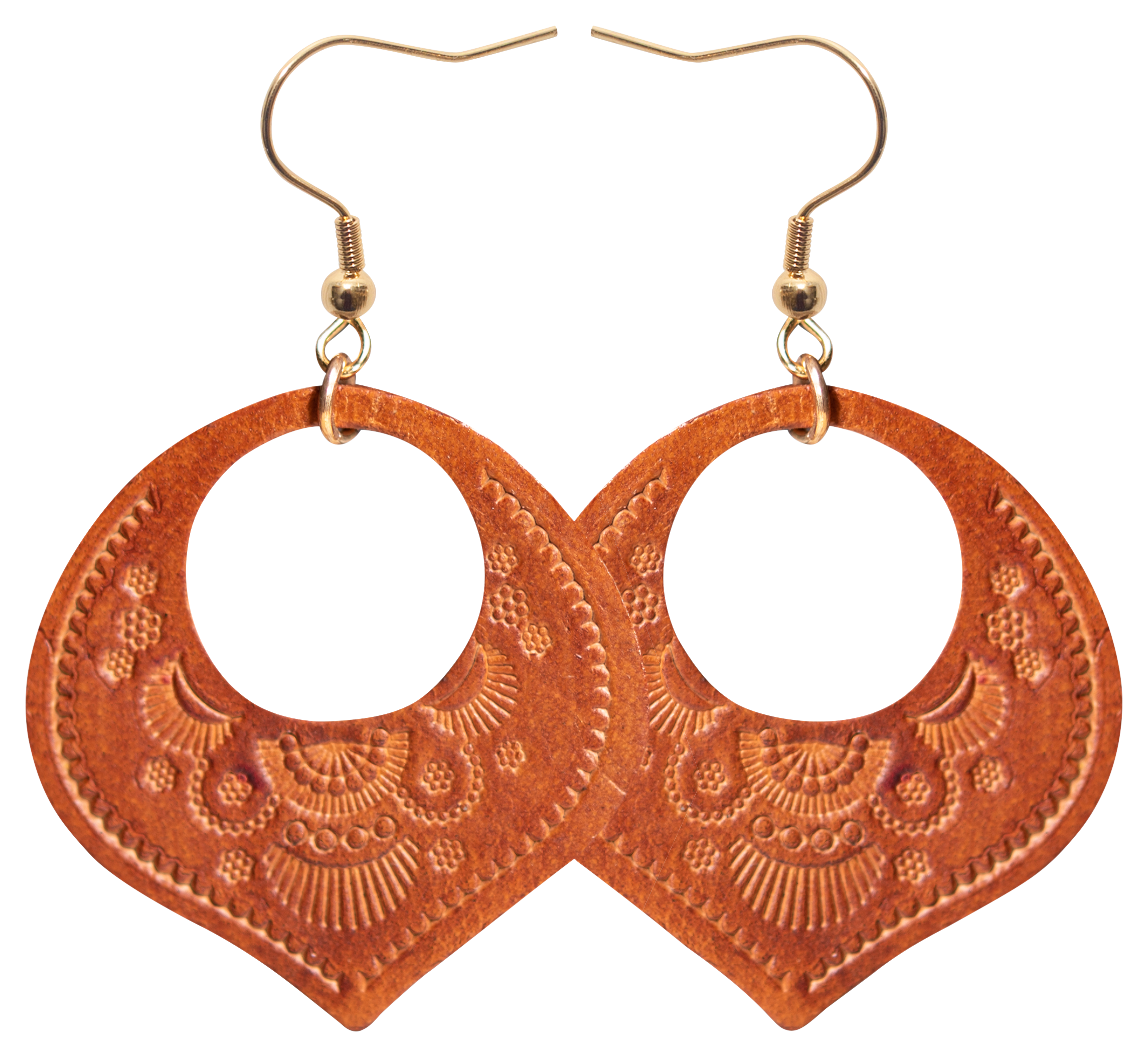 Amanda Blu Brown Stamped Leather Earrings
