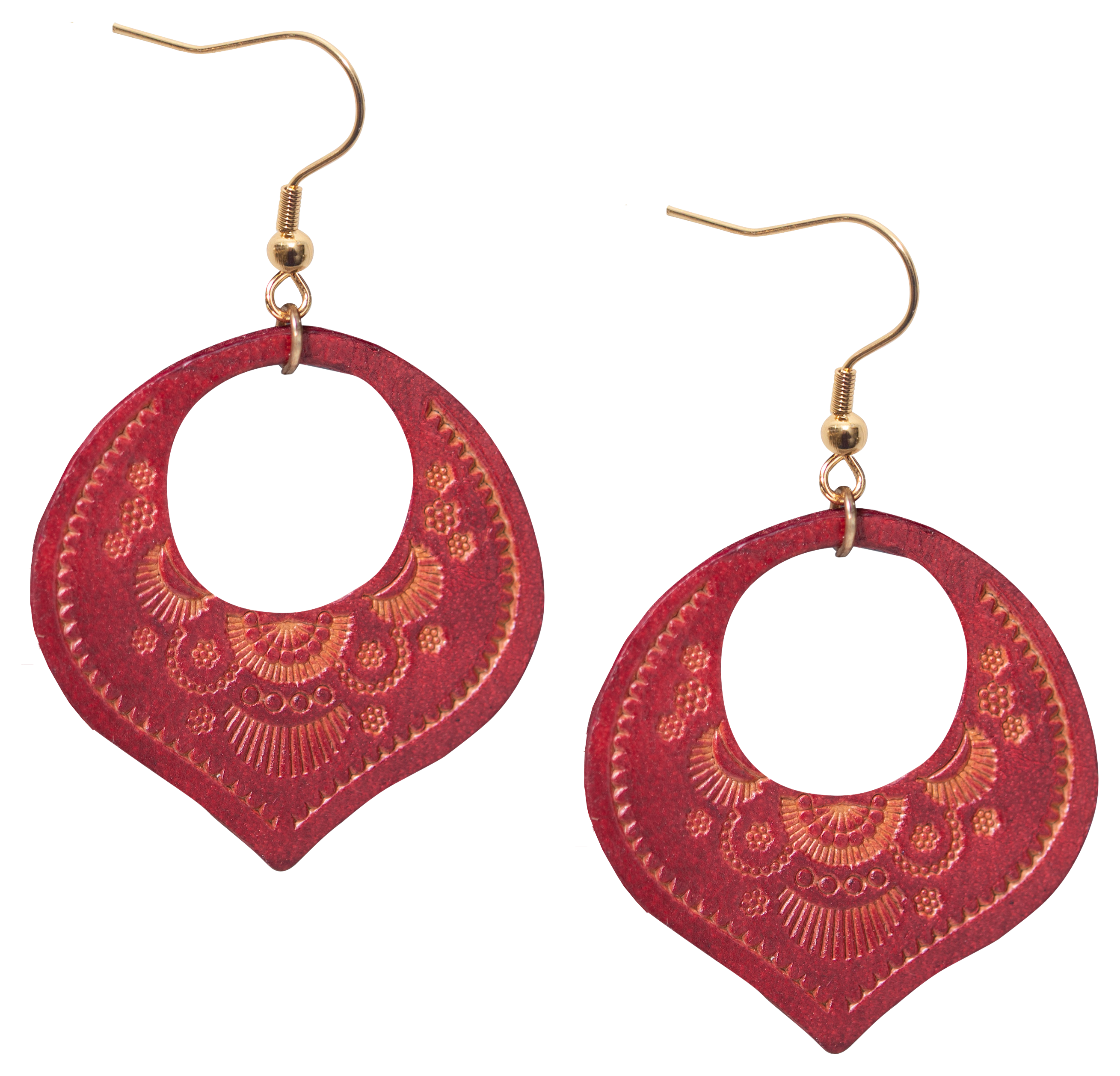 Amanda Blu Red Stamped Leather Earrings