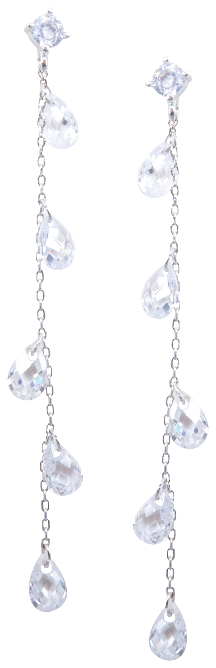 Amanda Blu Crystal Teardrop Crystal and Silver Chain Earrings