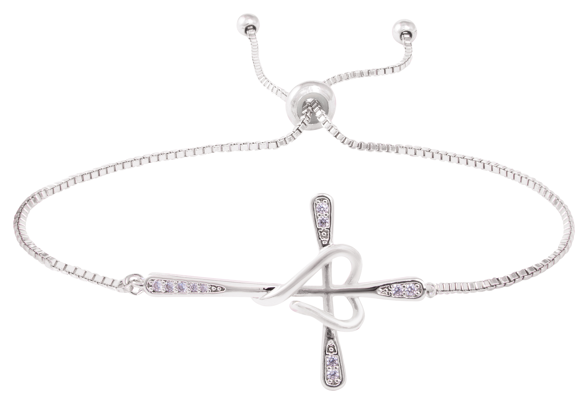 Amanda Blu Cross Heart Silver Adjustable Bracelet