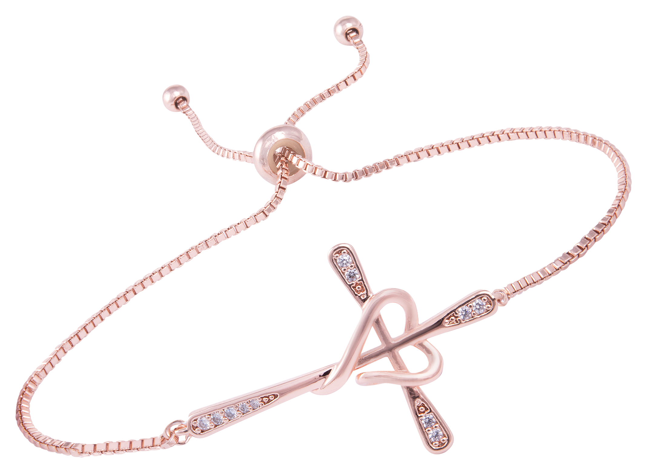 Amanda Blu Cross Heart Rose Gold Adjustable Bracelet