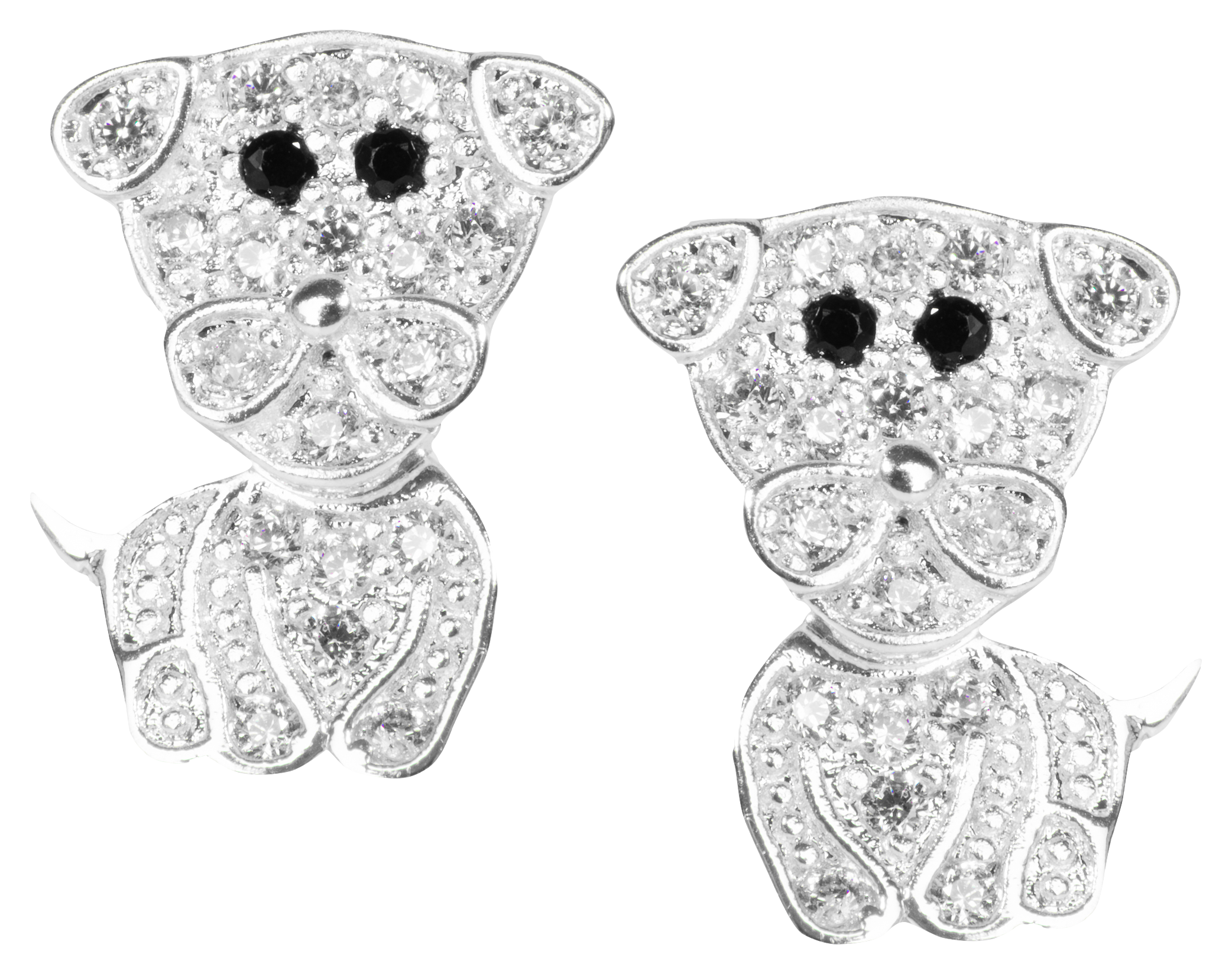 Amanda Blu Silver and Cubic Zirconia Swivel Dog Earrings