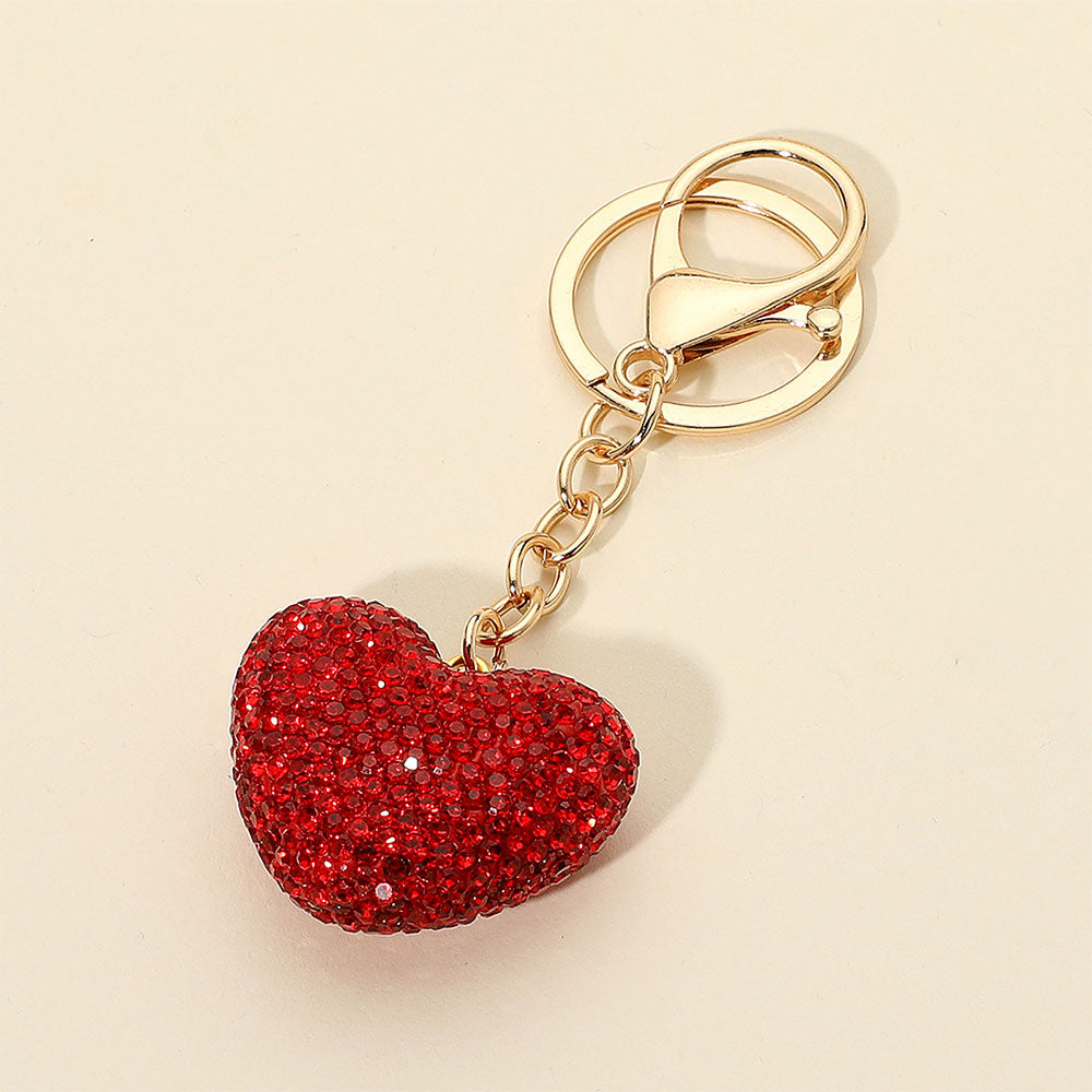 Bling Studded Puffy Heart Keychain / Bag Charm