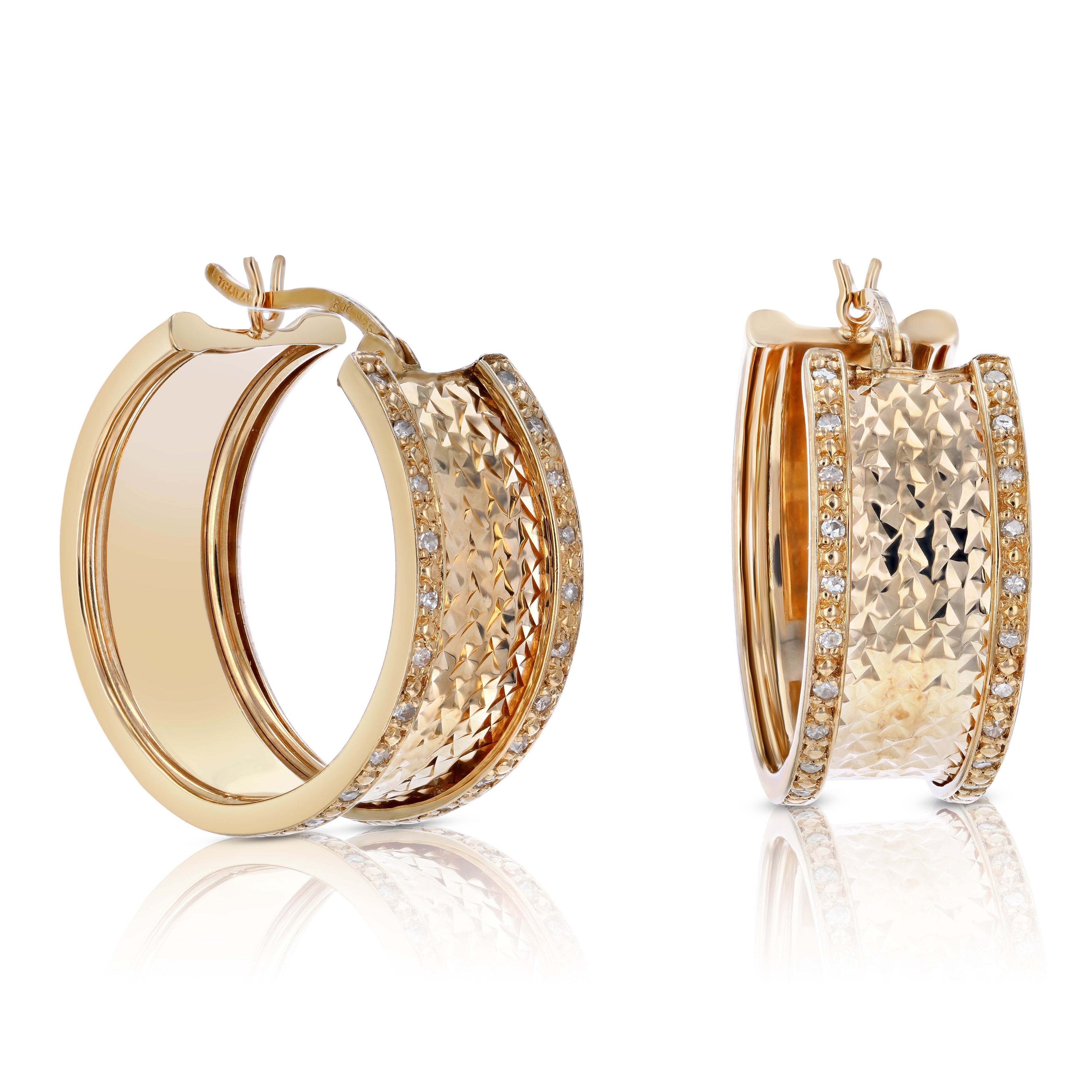 1/4 cttw Diamond Hoop Earrings Rose Gold Plated over .925 Silver 1 Inch Design