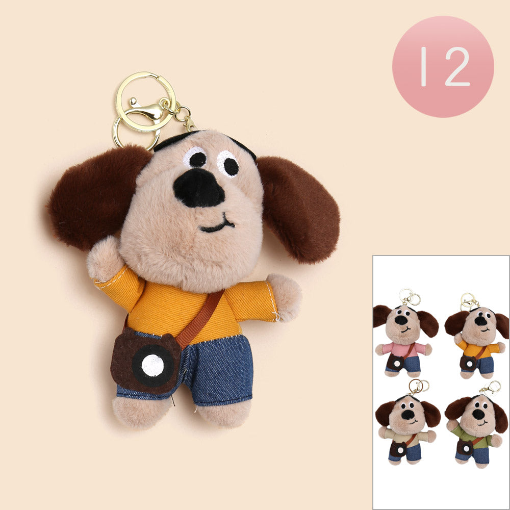 12PCS - Cute Plush Dog Keychains / Bag Charms