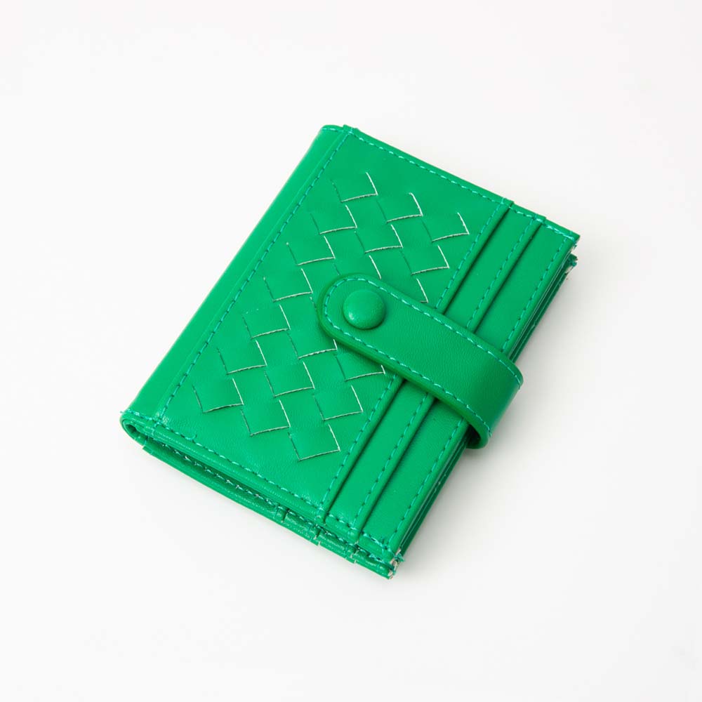 Faux Leather Classic Woven Card Holder Wallet