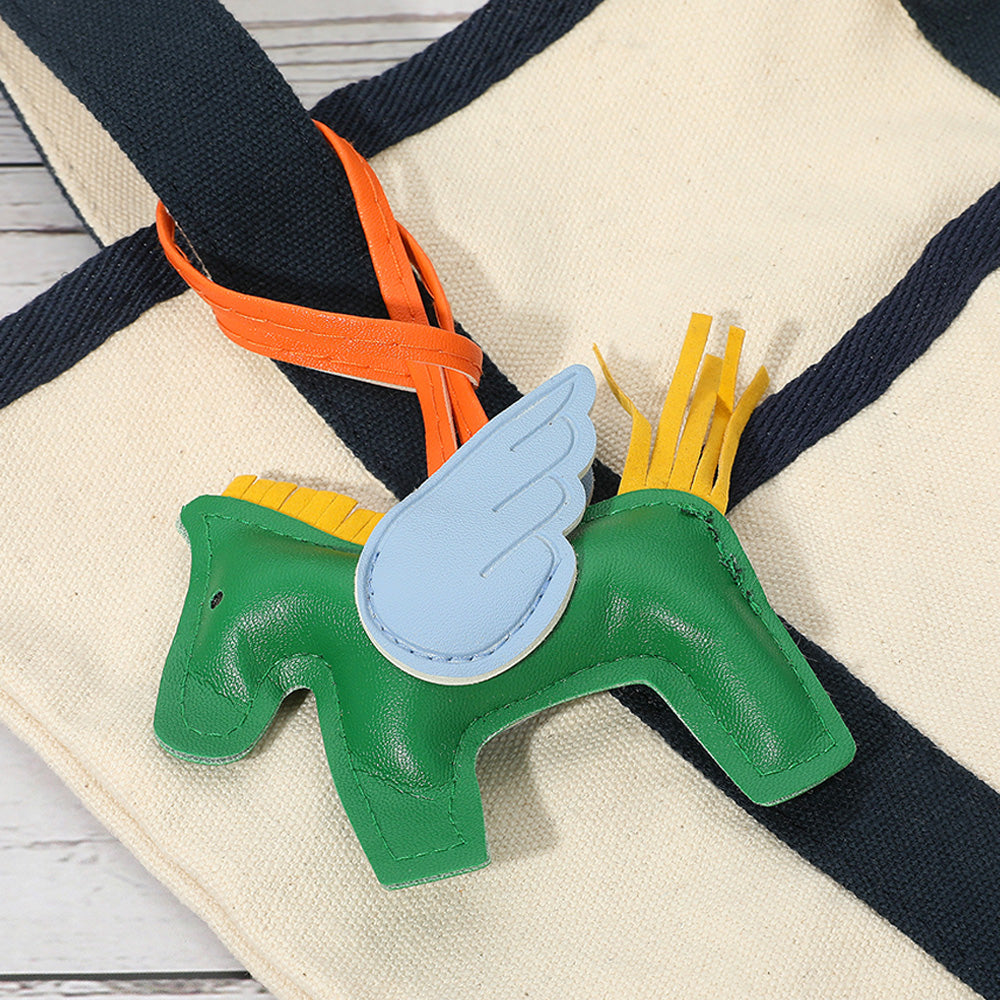 Faux Leather Winged Horse Bag Charm