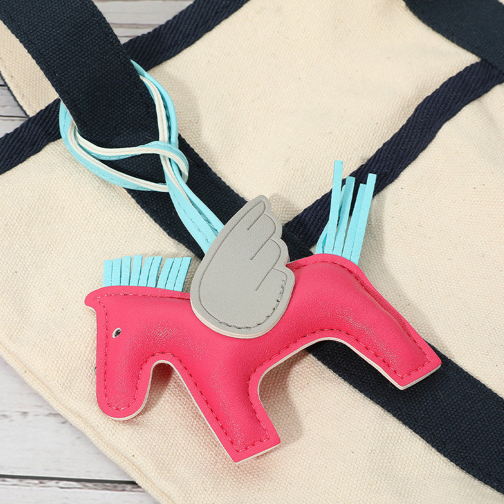 Faux Leather Winged Horse Bag Charm