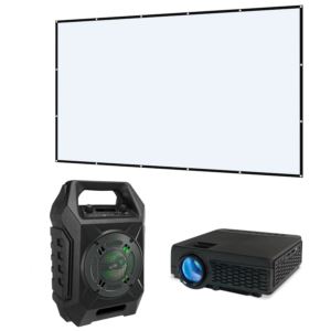 GPX KIT268BDL Bundle w/ Mini Projector, 130" Screen & Tailgate Speaker