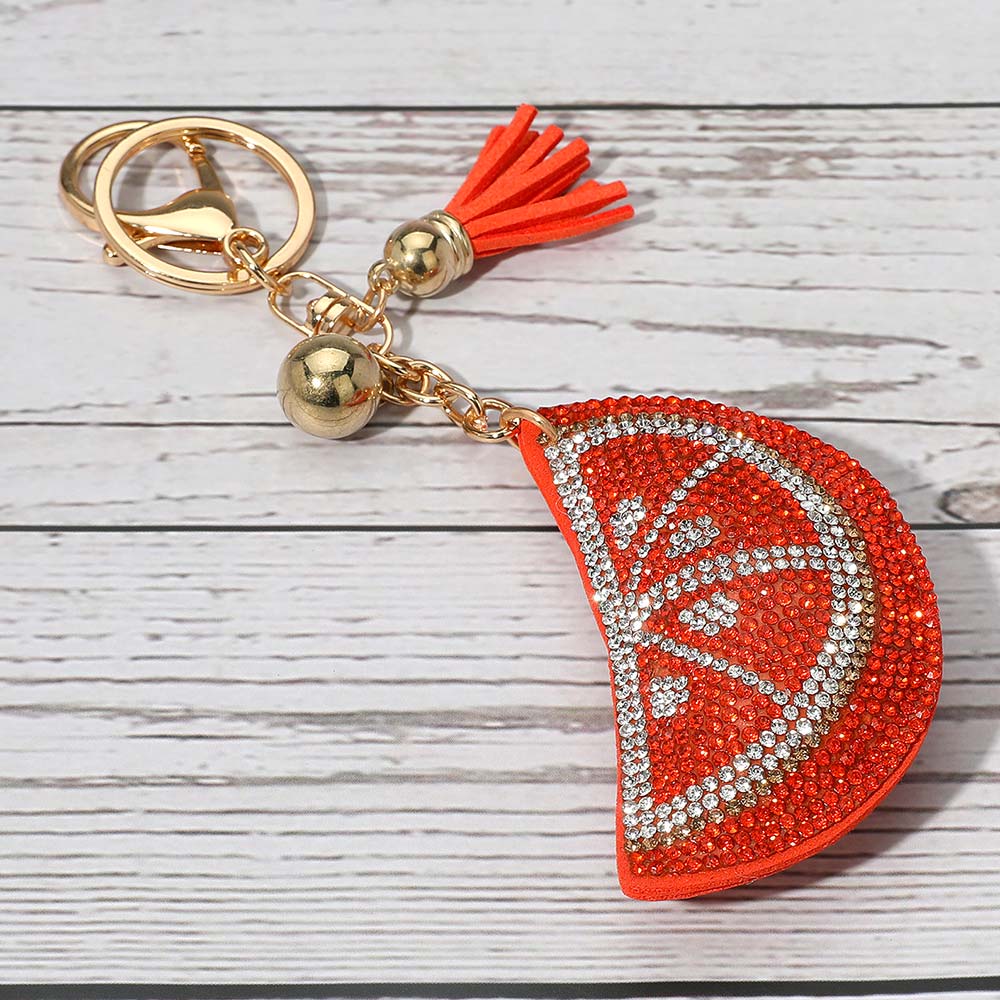 Bling Studded Tassel Citrus Slice Keychain / Bag Charm