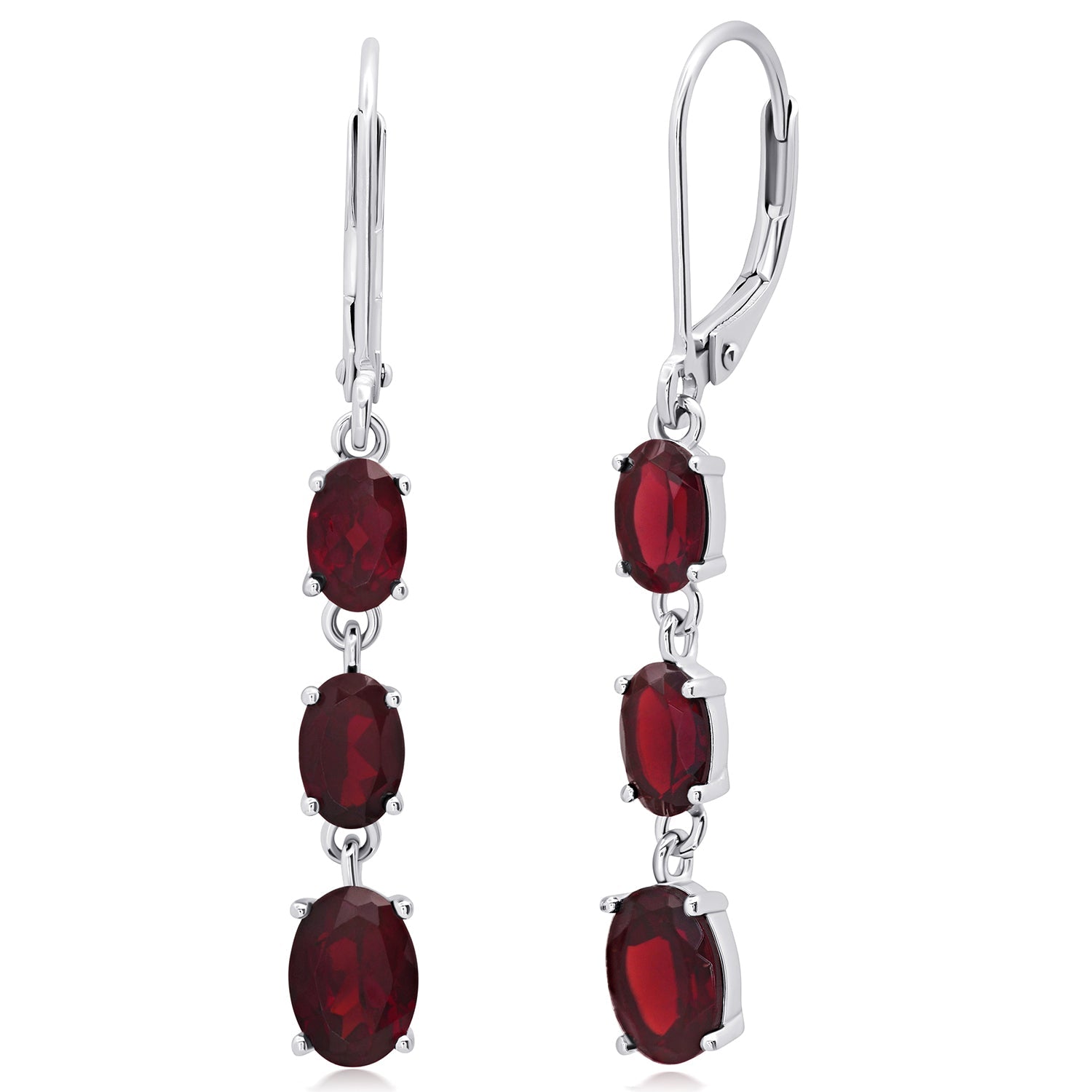 Gemstone Oval Shape Dangle Earrings in 925 Sterling Silver (1.5")