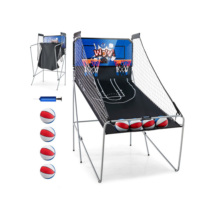Dual Shot Basketball Arcade Game with 8 Game Modes and 4 Balls-White