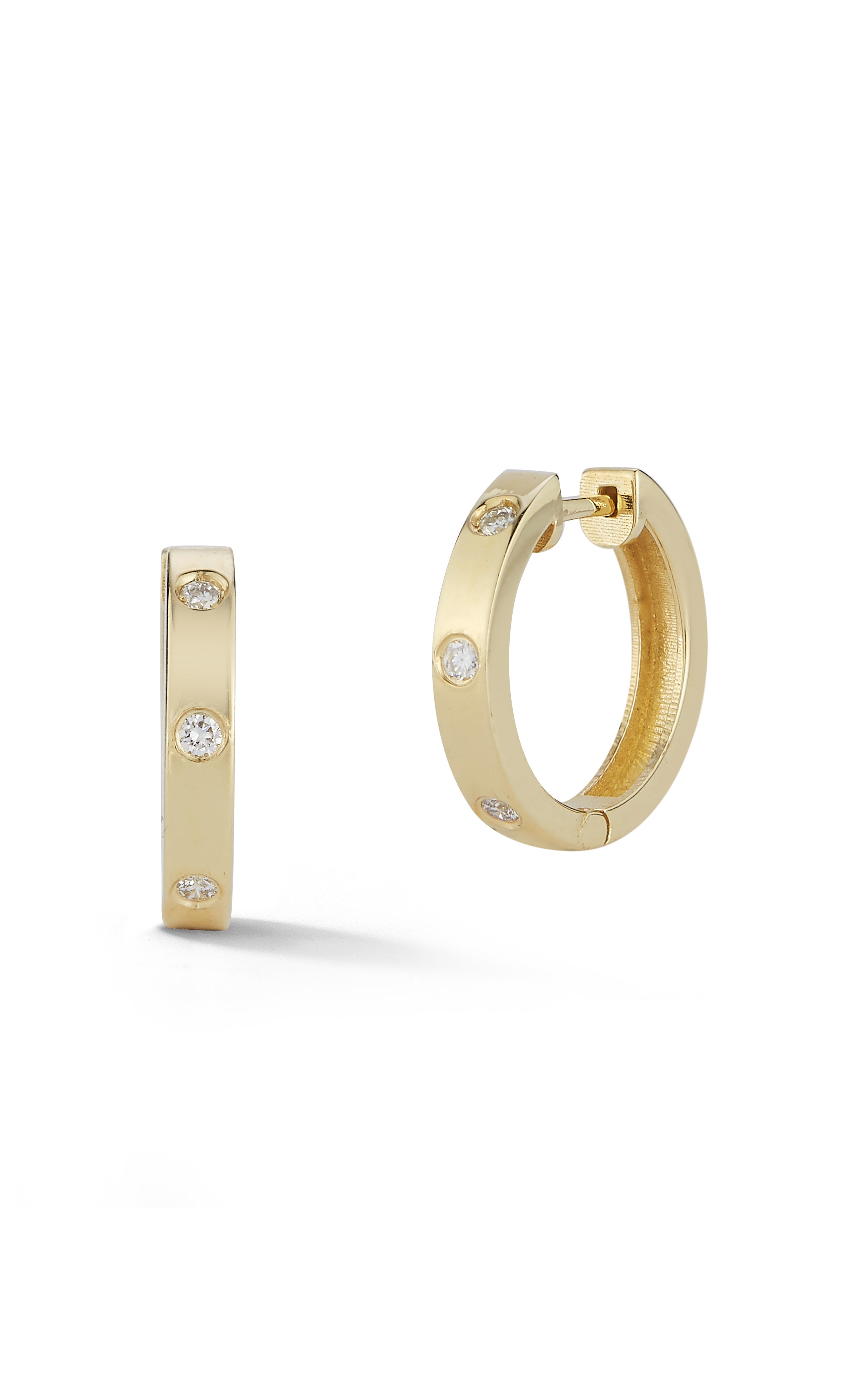 14K Gold & Diamond Huggie Hoop Earring