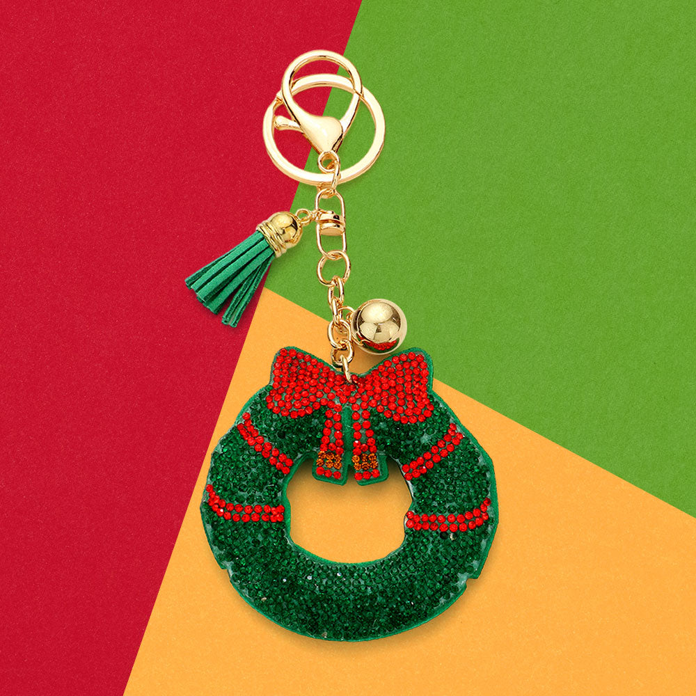 Bling Bow Wreath Tassel Keychain