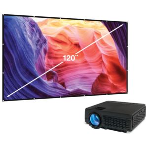 GPX PJ300VP Mini Projector with BT Value Pack, includes 120" Screen
