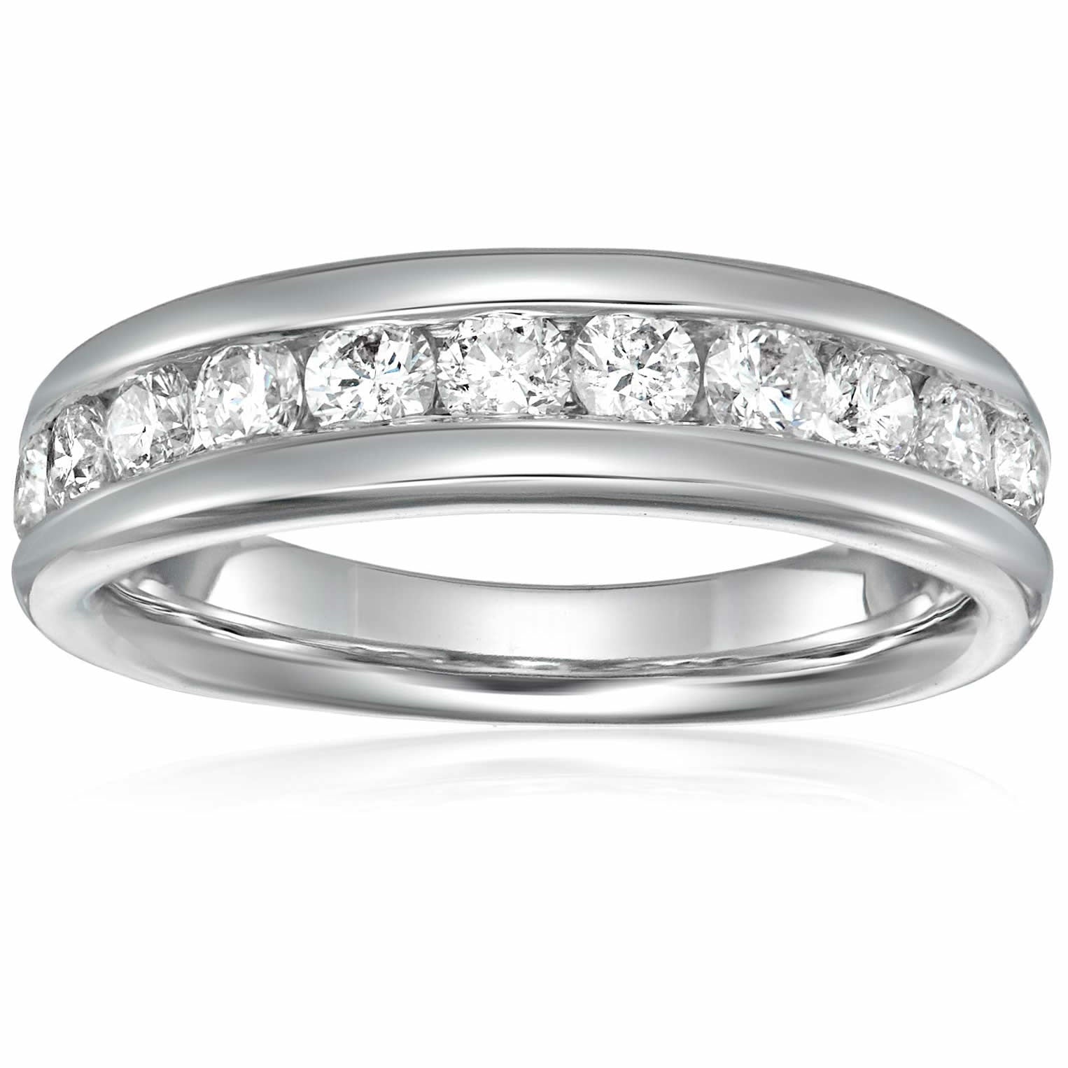 1/2 cttw Comfort Fit Diamond Wedding Band in 14K Yellow Gold Channel