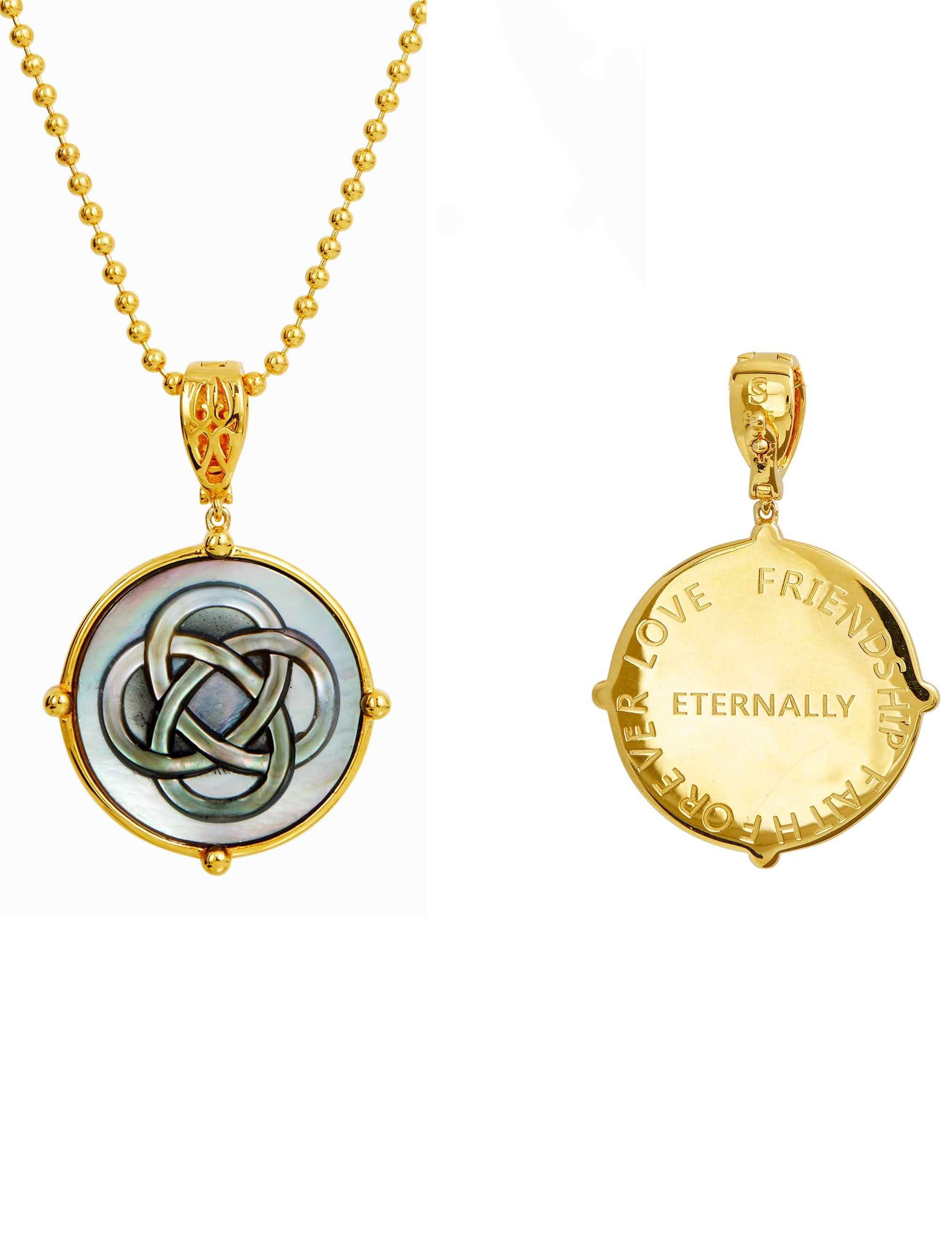 18K Gld Vermeil black MOP pend