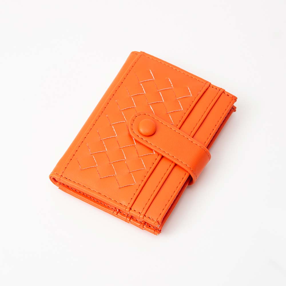 Faux Leather Classic Woven Card Holder Wallet