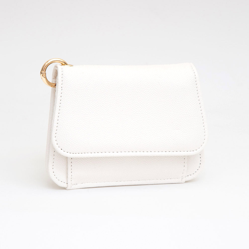 Faux Pebble Leather Compact Card Wallet Bag Charm