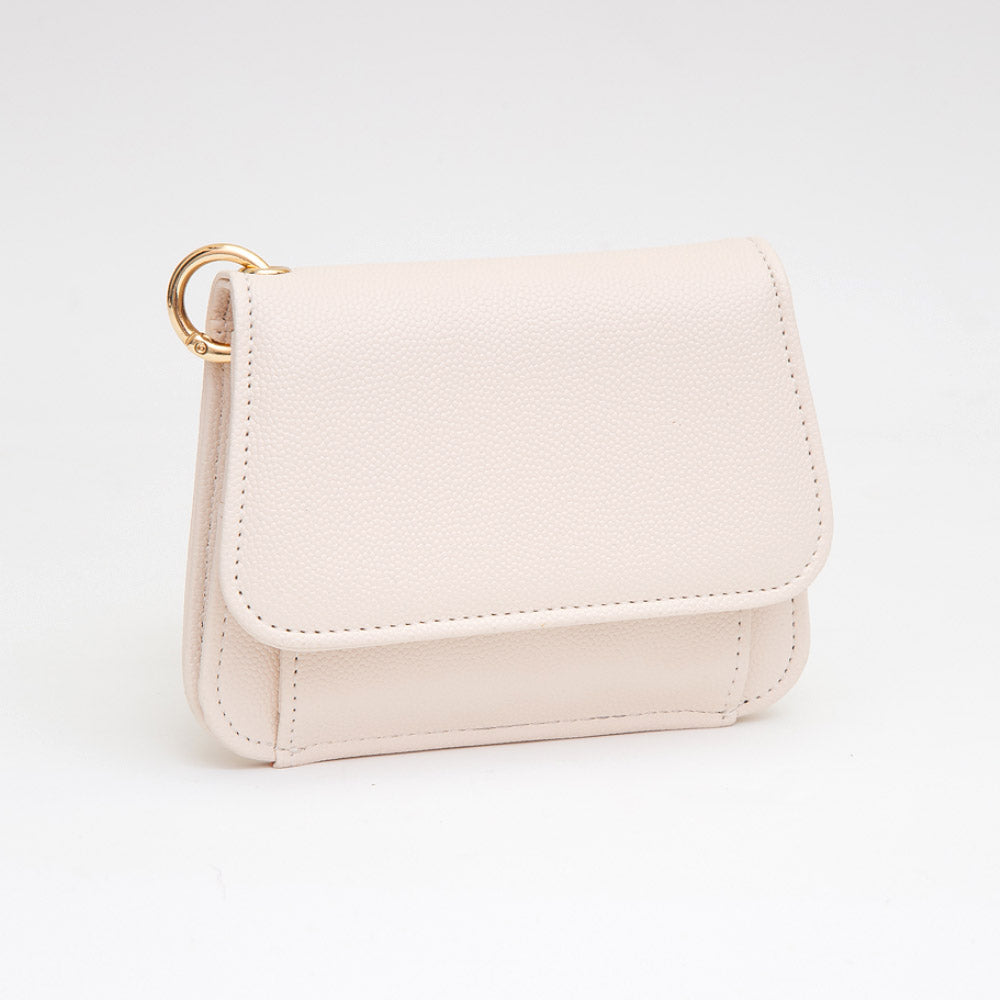 Faux Pebble Leather Compact Card Wallet Bag Charm