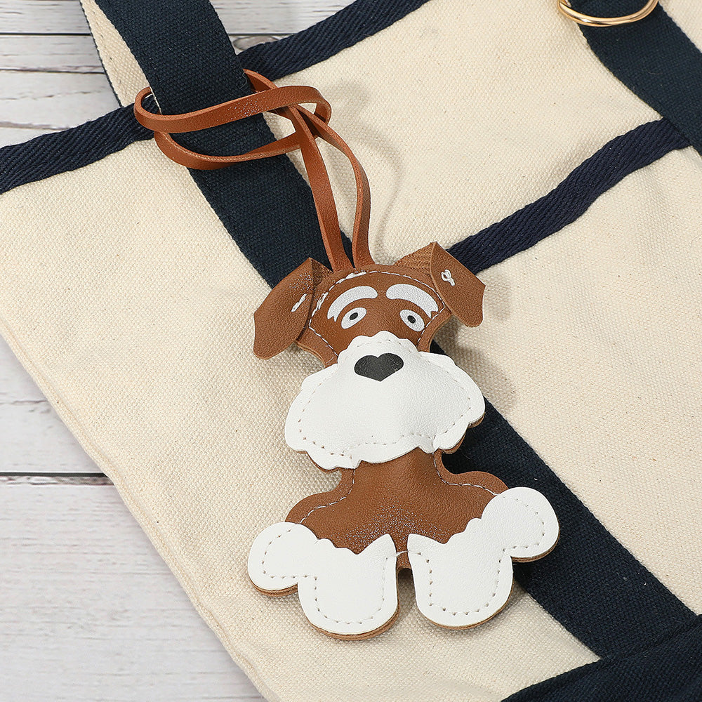 Faux Leather Adorable Dog Bag Charm