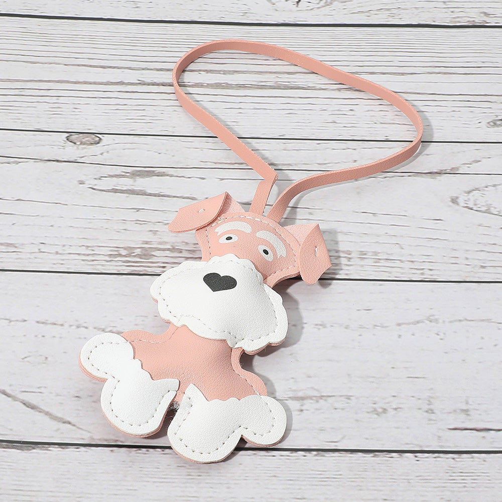 Faux Leather Adorable Dog Bag Charm