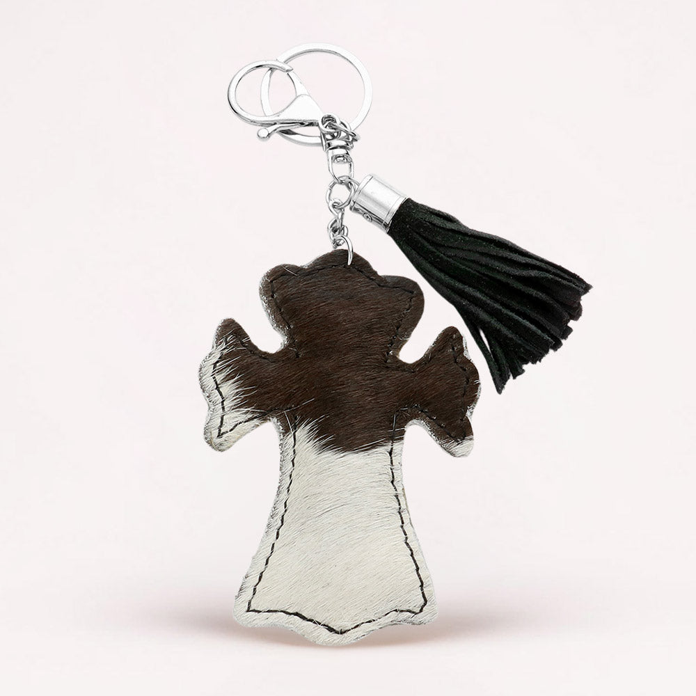 Genuine Fur Calf Cross Tassel Keychain / Bag Charm