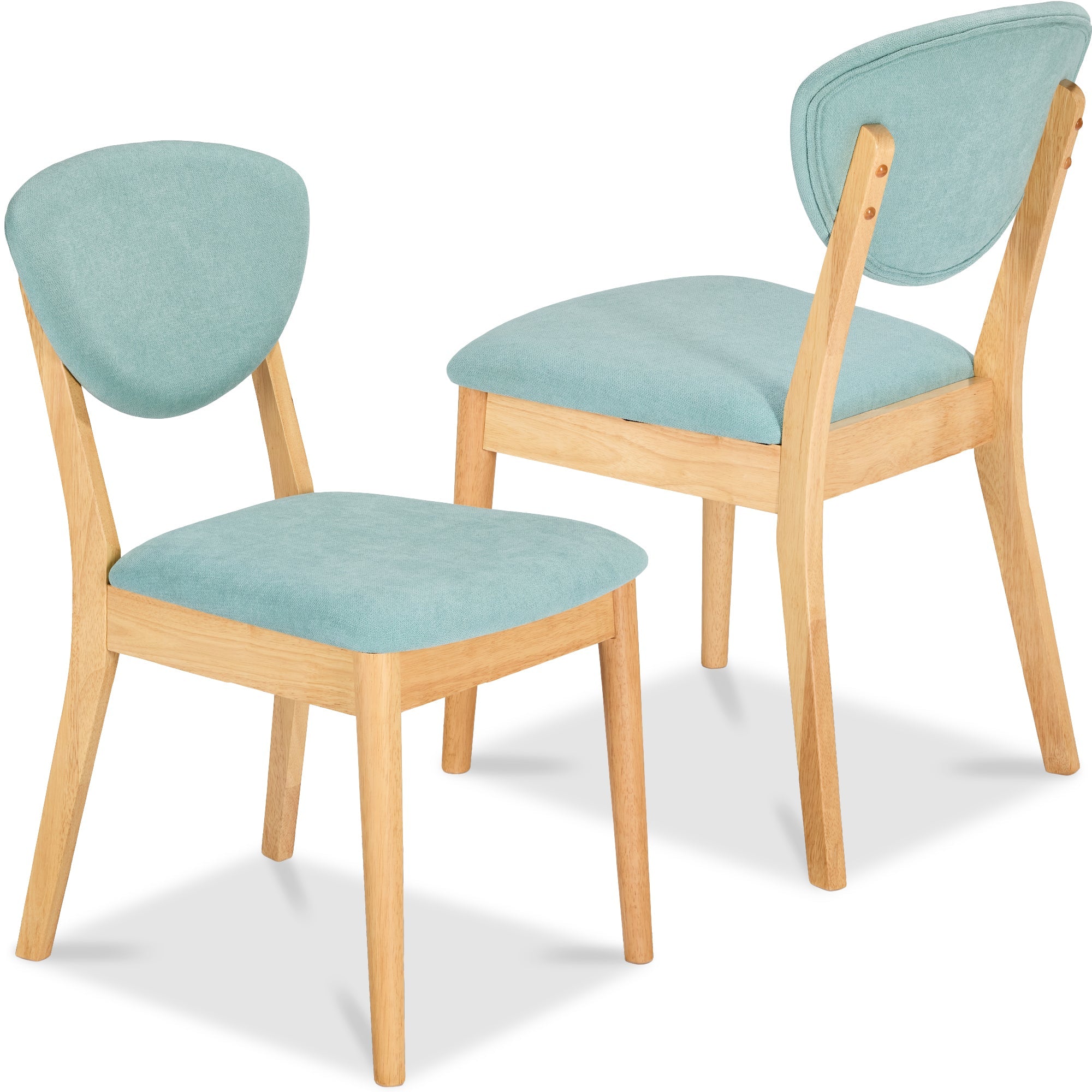 Best Choice Products 2-Piece Mid-Century Modern Wood & Upholstered Dining Chair Set