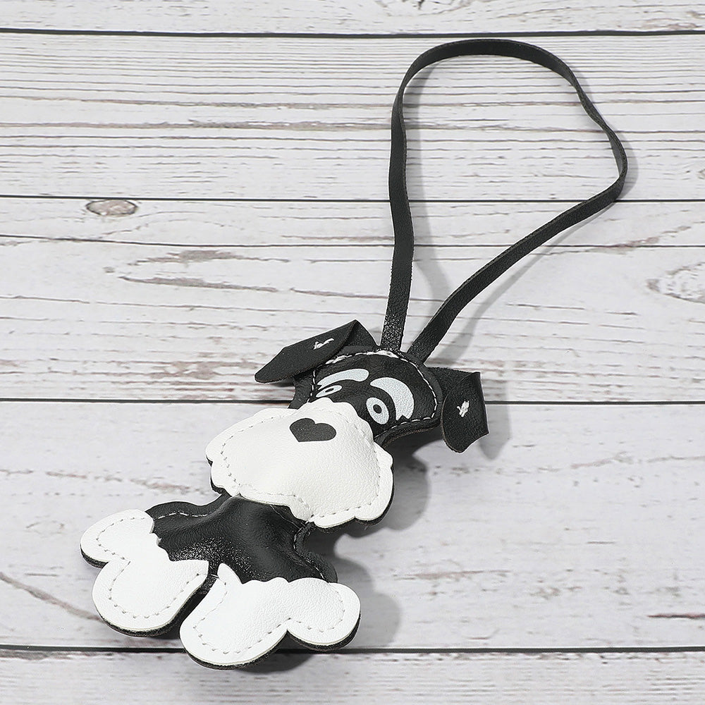 Faux Leather Adorable Dog Bag Charm