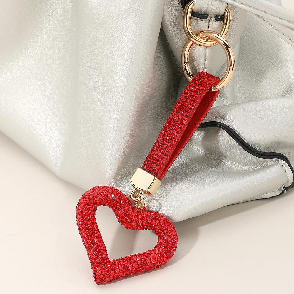 Bling Studded Heart Keychain Charm