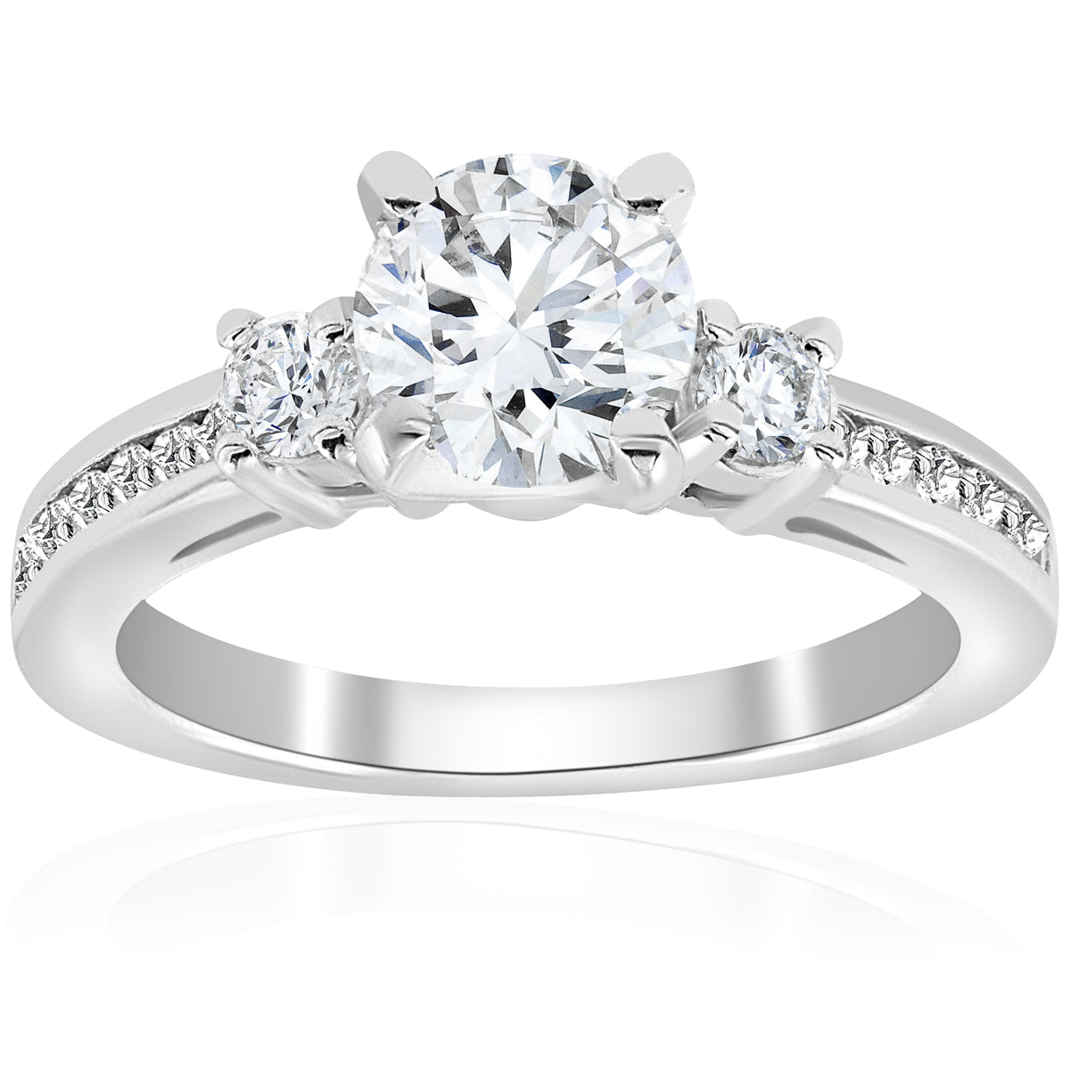 1 ct Diamond Engagement Ring 3-Stone 14K White Gold
