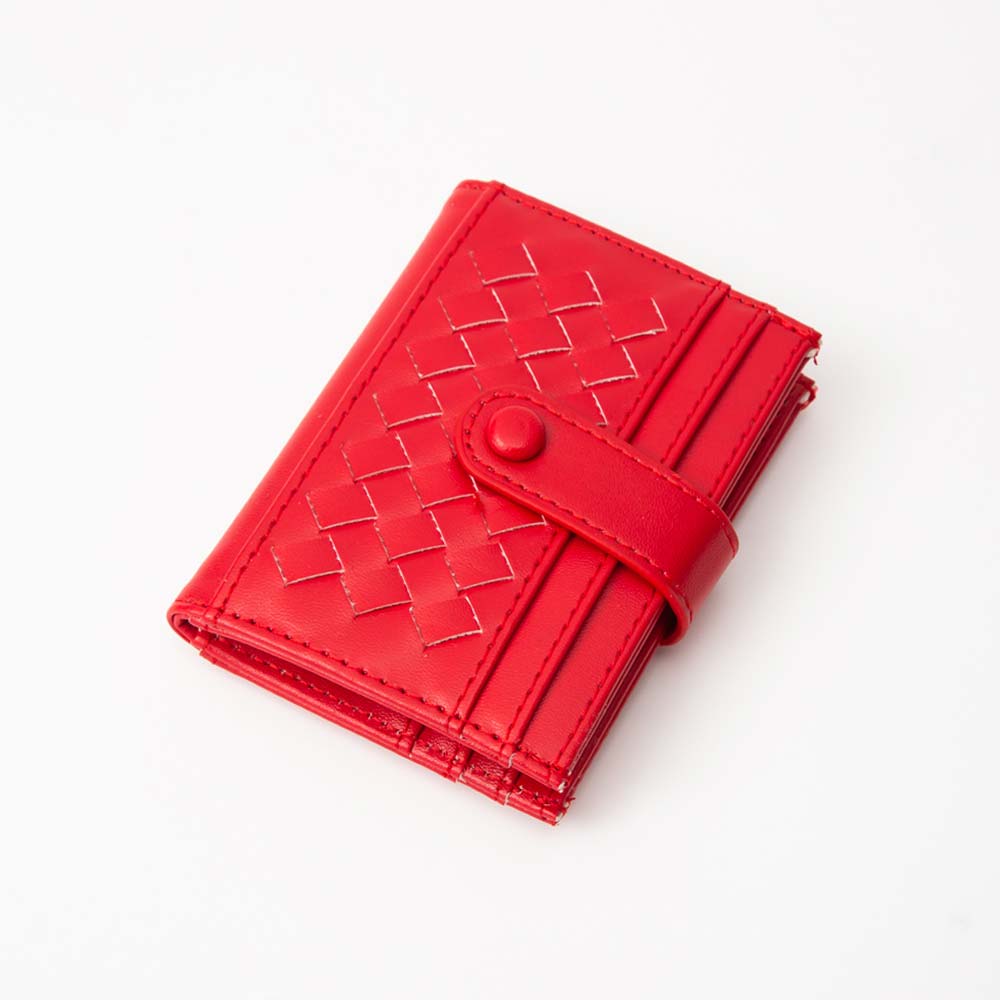 Faux Leather Classic Woven Card Holder Wallet